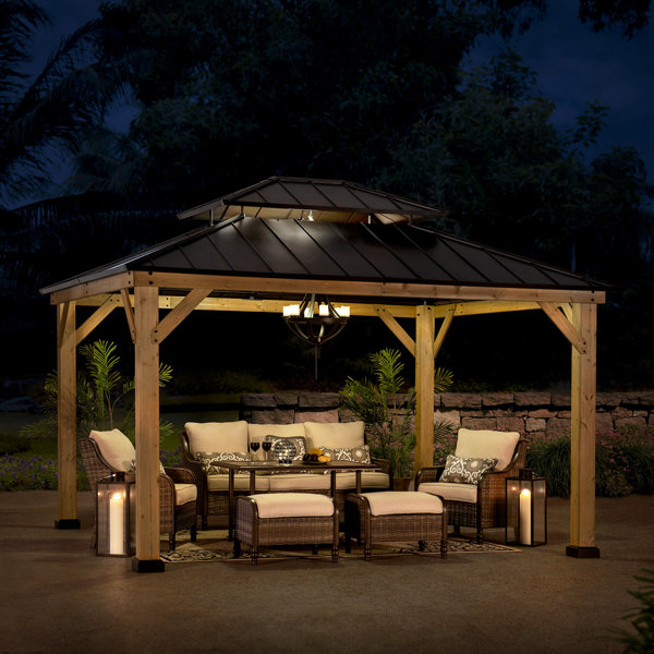 Sunjoy 15 Ft. W x 13 Ft. D Solid Wood Patio Gazebo & Reviews Wayfair